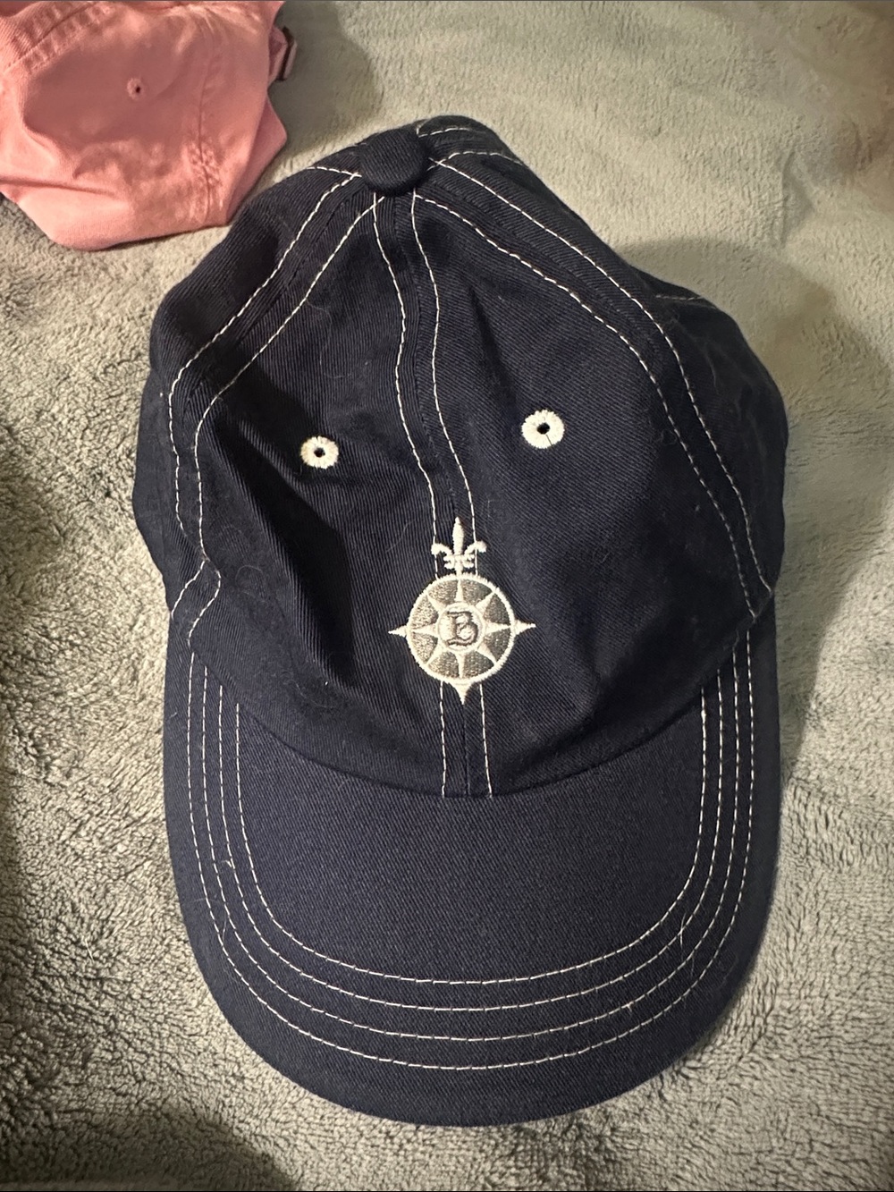 Navy Blue Embroidered Compass Baseball Cap